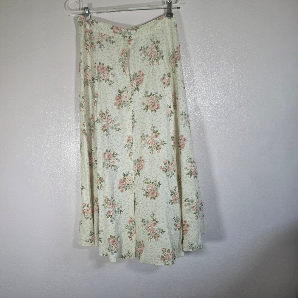 Vintage Michael Taylor Floral Maxi Skirt Acetate Rayon Cottagecore USA Women M